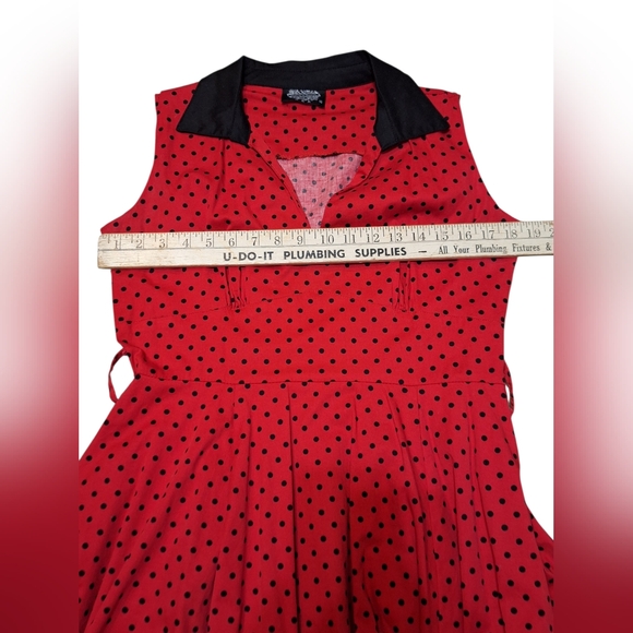 Hearts & Roses Polka Dot Rockabilly Pinup Dress US Size 12 - Picture 9 of 12